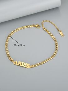MONALLY 18K Gold-Plated Stainless Steel AQUARIUS Zodiac Anklet For Women, Summer Beach Vacation Jewelry - Yellow Gold - View 3