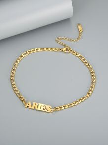 MONALLY 18K Gold-Plated Stainless Steel AQUARIUS Zodiac Anklet For Women, Summer Beach Vacation Jewelry - Yellow Gold - View 4