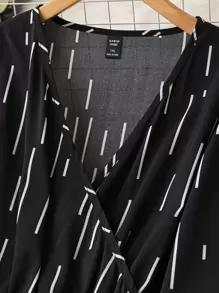 SHEIN LUNE Vestido con estampado geométrico de manga farol