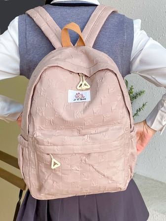 en relieve geométrico con parche de letra Mochila funcional Bolsa para la escuela para , Chicas adolescentes , , , & en colega , universidad & escuela secundaria , perfecto para al aire libre , de viaje & trasero a escuela