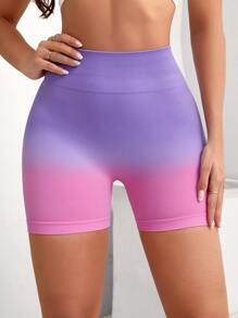 SHEIN Sports Ombre Print Wideband Waist Sports Shorts