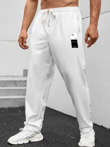 Manfinity Homme Nam Plus Đồ họa Chữ cái Eo dây rút Quần - trắng - Xem 1