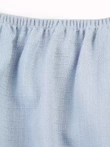 L'Amorae Lapel Cut Out Tie Backless Button Front Mini Dress - Blue - View 3