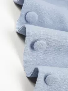 L'Amorae Lapel Cut Out Tie Backless Button Front Mini Dress - Blue - View 7