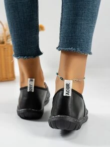 扭結細節平底樂福鞋 - 黑色 - 查看 2