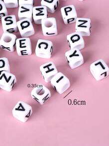 100 hạt tự làm đồ họa bảng chữ cái - trắng - Xem 3
