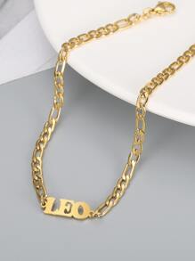 MONALLY 18K Gold Plated Stainless Steel Aquarius Zodiac Sign Anklet For Women, Summer Beach Vacation Jewelry - Yellow Gold - View 2