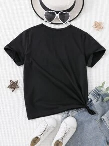 Chicas Camiseta con estampado de luna - Negro - Ver 2