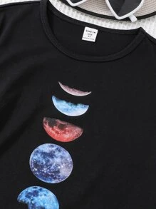 Chicas Camiseta con estampado de luna - Negro - Ver 3