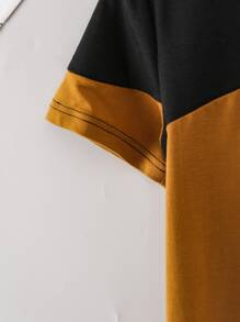 SHEIN Mirajuku Toddler Boys (Plus Size) City Letter Print Colorblock Round Neck Casual T-Shirt, Spring/Summer - Multicolor - View 3