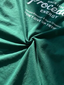 DAZY Slogan Graphic Shoulder Pad Tank Top SINCE 1998 Procedure ENERGY Sincere Blessings & Warm Greetings DON'T GIVE UP TRYING - Green - View 7