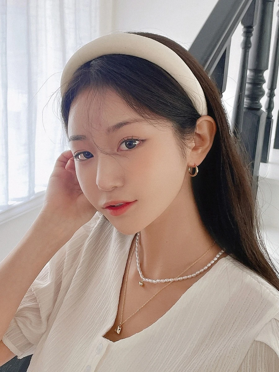 DAZY Minimalist Solid Headband Hairband Hair Hoop - White - View 1