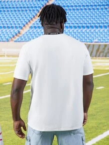 Manfinity Men Plus Letter Graphic Tee - White - View 2