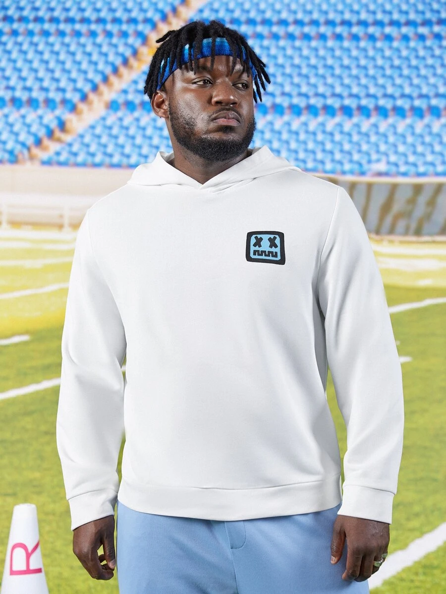 EASEVO Men Plus Cartoon Graphic Hoodie - White - View 1