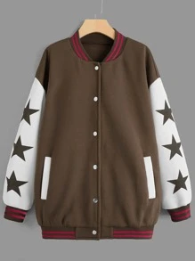 ROMWE Street Life Áo khoác bomber trễ vai in họa tiết ngôi sao - Nhiều màu - Xem 1