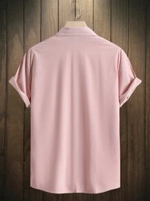 Manfinity Hypemode Men Solid Button Up Shirt Without Tee - Baby Pink - View 2