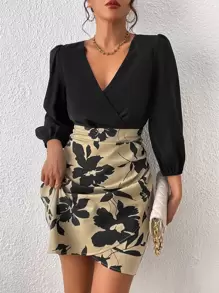 SHEIN Frenchy 印花燈籠袖洋裝