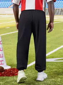 Manfinity Men Reflective Letter Graphic Trousers - Black - View 2