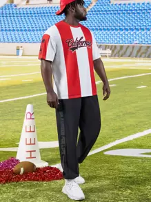 Manfinity Men Reflective Letter Graphic Trousers - Black - View 5