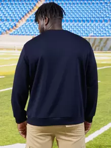 Manfinity Men Plus Letter Graphic Sweatshirt - Navy Blue - View 2