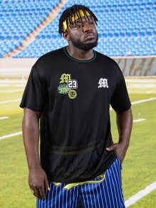 EASEVO Hombres Camiseta con estampado de letra - Negro - Ver 1