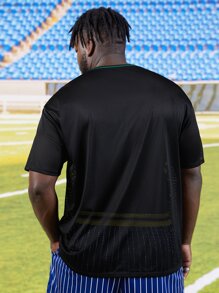 EASEVO Hombres Camiseta con estampado de letra - Negro - Ver 2