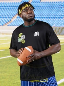 EASEVO Hombres Camiseta con estampado de letra - Negro - Ver 3