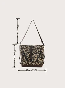 Leopard Pattern Studded Decor Hobo Bag for Women, Rookies & White-collar Workers - Multicolor - View 4