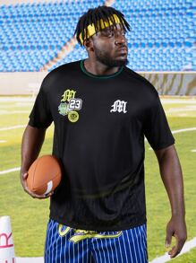 EASEVO Hombres Camiseta con estampado de letra - Negro - Ver 4