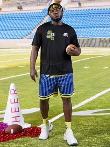 EASEVO Hombres Camiseta con estampado de letra - Negro - Ver 6