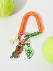 SCOOBY-DOO X SHEIN Cartoon Dog & Letter Pattern Pendant Acrylic Keychain - Multicolor - View 3