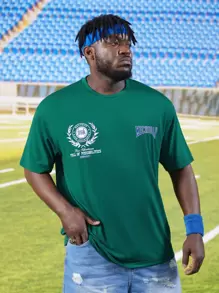 EASEVO Men Plus Letter Graphic Tee - Green - View 6