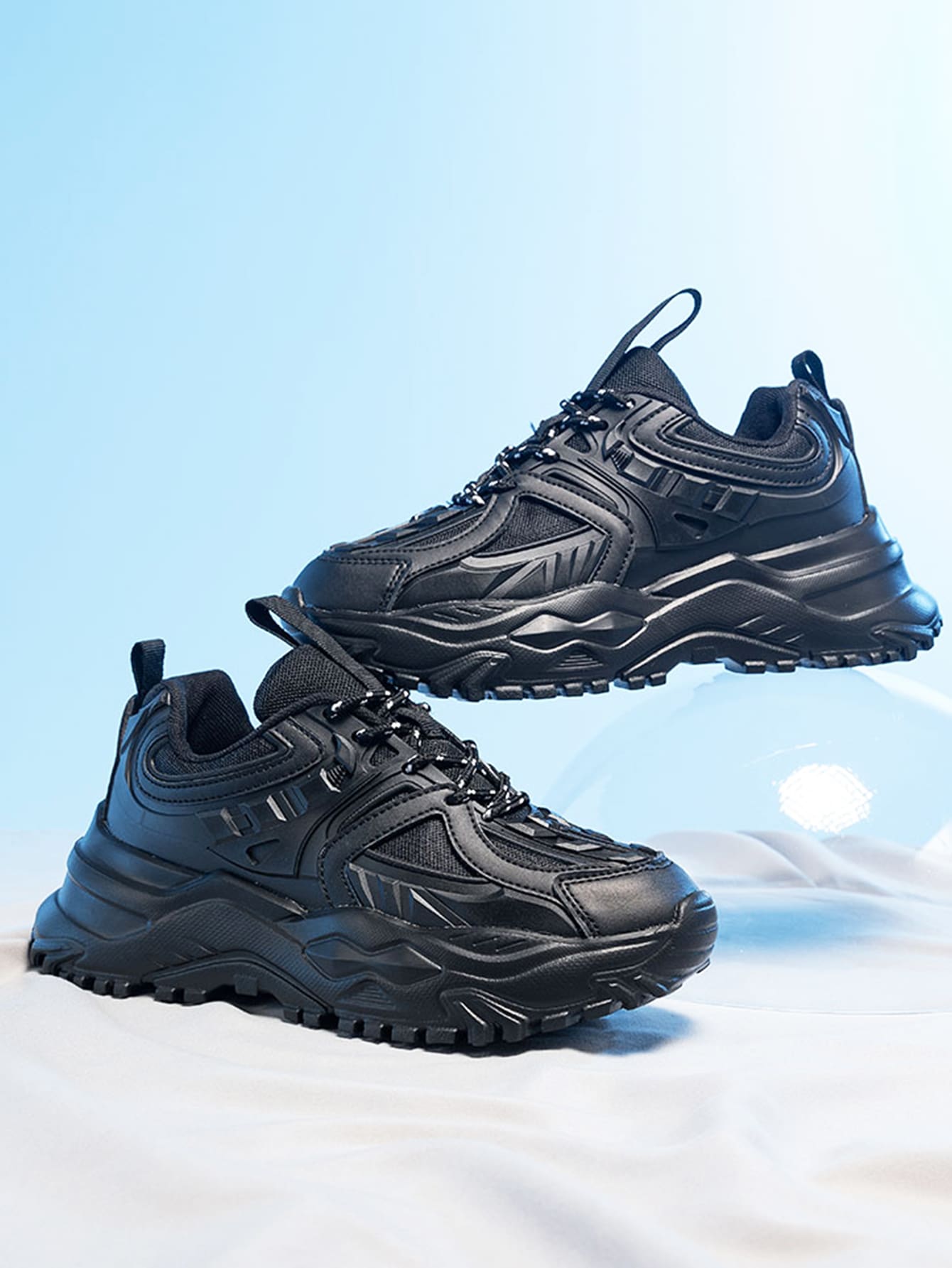 Giày thể thao nam màu trơn Ren lên - màu đen - Xem 1