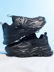 Giày thể thao nam màu trơn Ren lên - màu đen - Xem 2