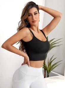 SHEIN Sports Twist Backless Sports Tank Top Gym Top Fitted Shirt - Black - View 5