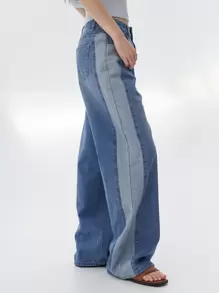 DAZY Two Tone Slant Pocket Jeans - Medium Wash - View 1