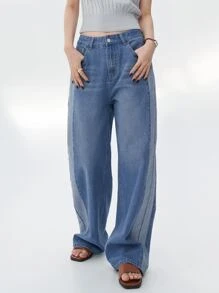 DAZY Two Tone Slant Pocket Jeans - Medium Wash - View 6