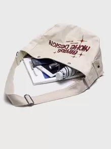 时尚潮流多用途帆布刺绣字母设计大容量单肩斜挎包