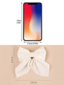 1pc White Bow Decor Alligator Hair Clip For Daily Life Cute - White - View 7