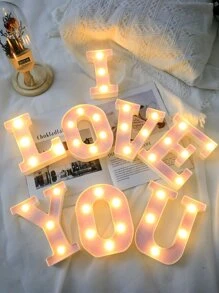 1pc Pink 16cm Number 7 Alphabet LED Battery Operated Home Decor Light, Decorative Pink Number & Letter Light For Party, Living Room, Bedroom, Holiday, Wedding, Housewarming - Yellow - View 1