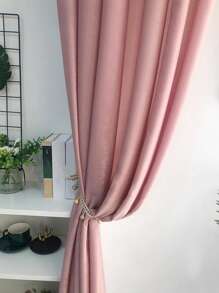 1pc Soft And Smooth Pink Window Curtain In Simple Style, Made Of Polyester, Suitable For Decorating Living Room And Bedroom Windows - Dusty Pink - View 5