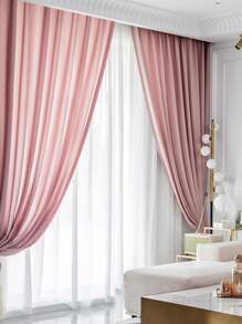 1pc Soft And Smooth Pink Window Curtain In Simple Style, Made Of Polyester, Suitable For Decorating Living Room And Bedroom Windows - Dusty Pink - View 7