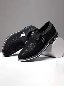 Men Letter Patch Decor Slip-On Casual Loafers - Black and White - View 1