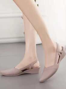 Sandalias de gelatina de estilo coreano casual para mujer, zapatos de cuña de plástico con suela blanda y elegante, cómodos y elegantes para uso al aire libre - Rosa vieja - Ver 2