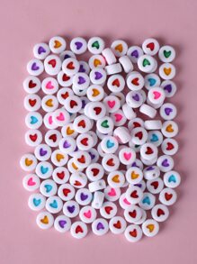 100/200/300 piezas de cuentas de letras de colores surtidos con formas de corazón, estrella y luna para hacer pulseras de la amistad y joyería, regalo de San Valentín - Multicolor - Ver 4