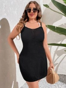 Plus Split Thigh Cover Up - Black - View 5