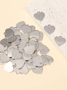 60pcs Stainless Steel Heart DIY Pendant Valentines - Silver - View 2