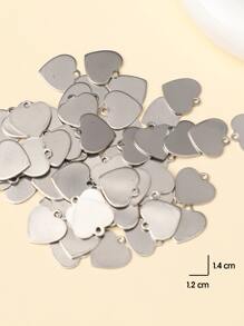 60pcs Stainless Steel Heart DIY Pendant Valentines - Silver - View 3