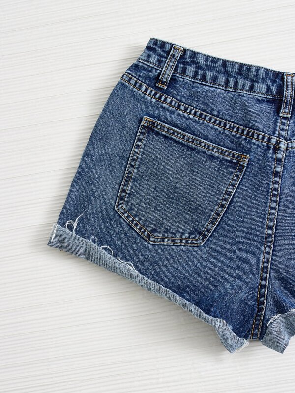 Roll Up Hem Denim Shorts SHEIN USA