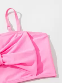 Young Girl Striped Bow Front Bikini Set Summer Beach - Multicolor - View 4